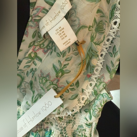 NWT House of Harlow 1960 Pink & Green Floral Tiered Maxi Dress Size M - Picture 4 of 5